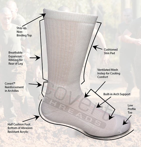 PT (Physical Training) Crew Sock-Covert Threads-A Military Sock For Every Clime & Place